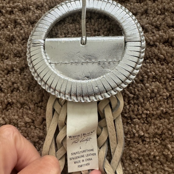 White House Black Market Woven Silver Belt - Picture 3 of 3